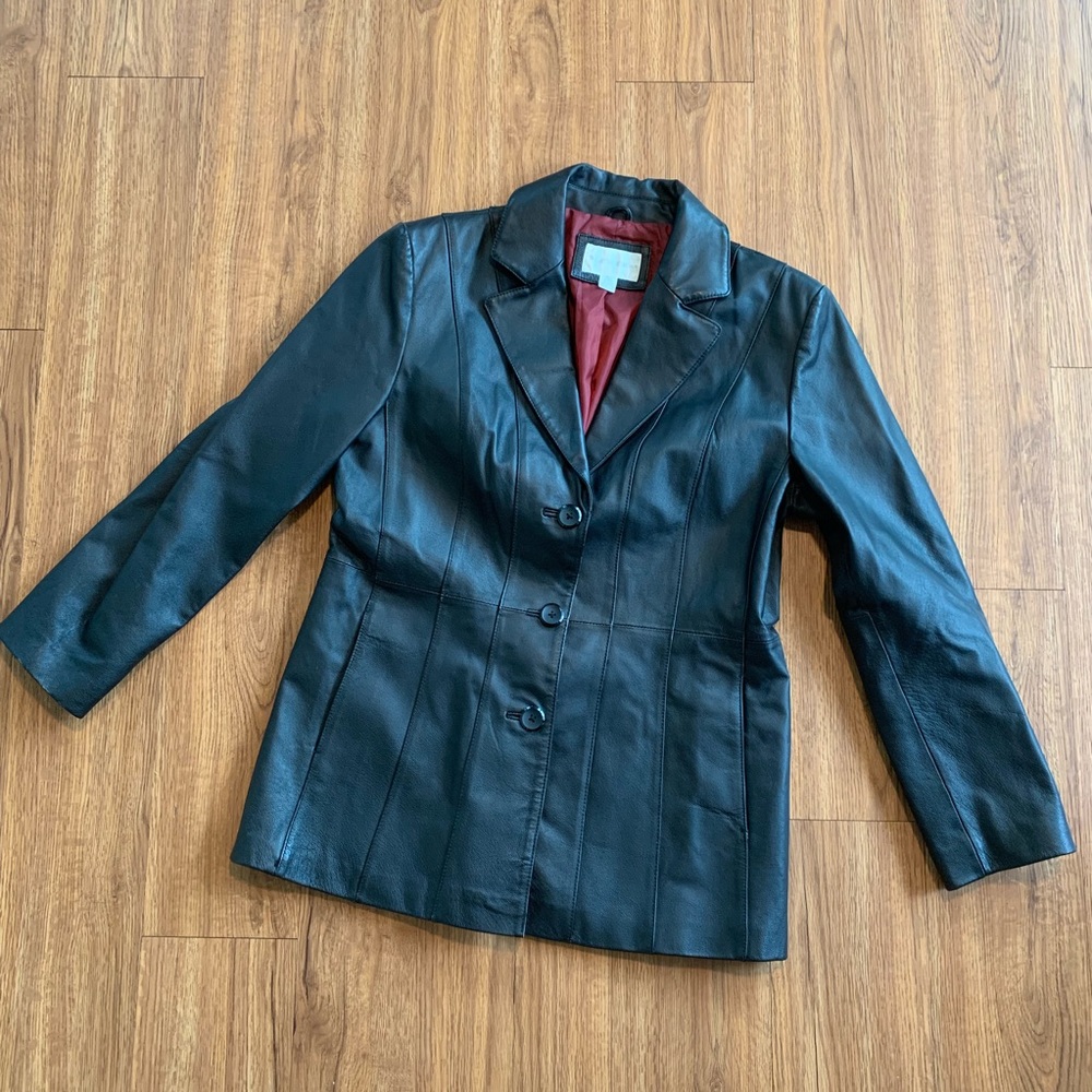 Worthington Black Genuine Leather Jacket Large